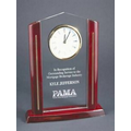 Cathedral Rectangle Acrylic Award w/ Clock & Rosewood Frame - 10 1/2"